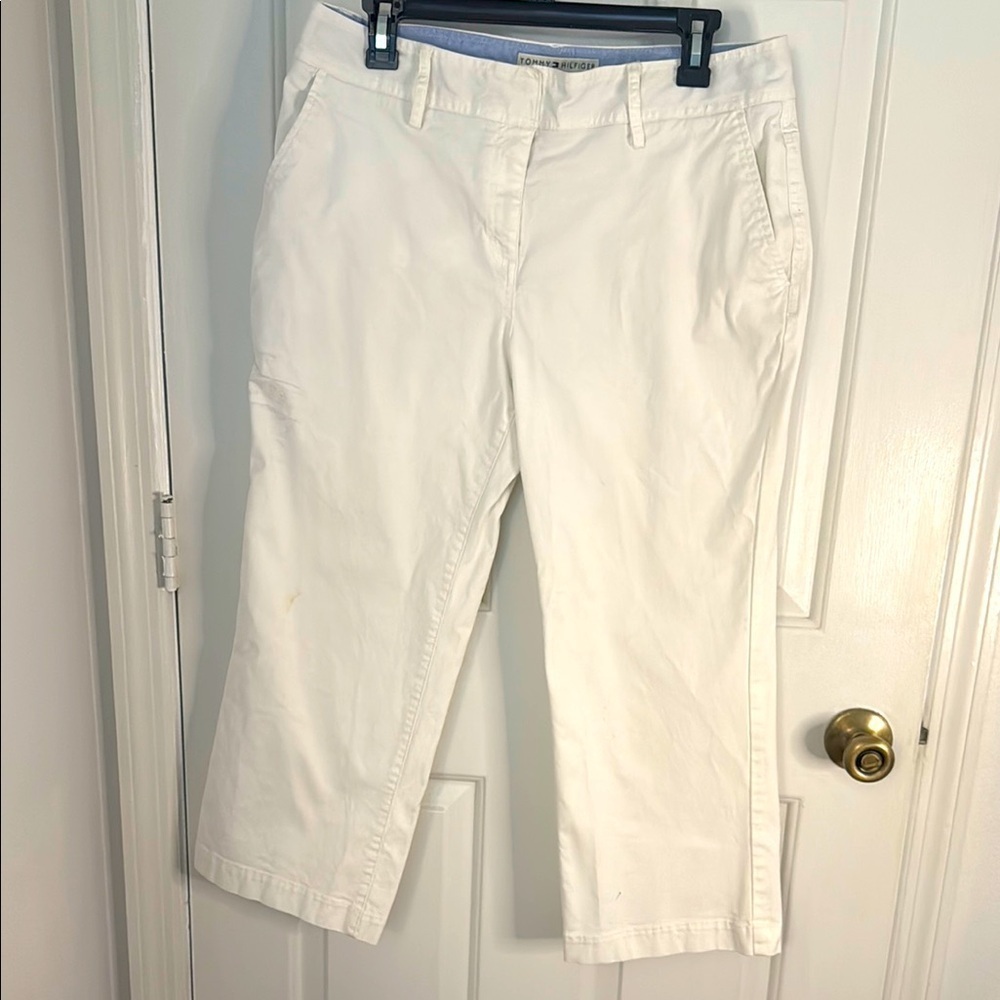 Tommy Hilfiger Women's Cropped White Jeans, Casual, Travel Versatile